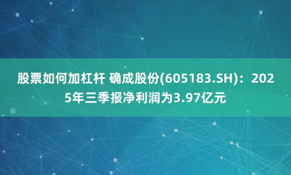 股票如何加杠杆 确成股份(605183.SH):2025年三季报净利润为3.97亿元