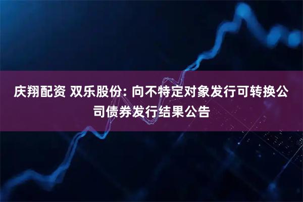 庆翔配资 双乐股份: 向不特定对象发行可转换公司债券发行结果公告